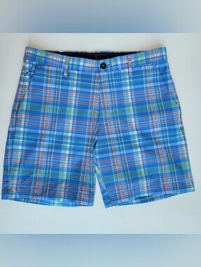 Tommy Bahama Beachfront Plaid Shorts Size 32 (33" waist) Campanula Blue Plaid
